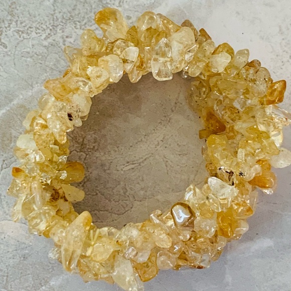 Golden Citrine Gemstone Mesh Stretch Bracelet - Picture 4 of 4